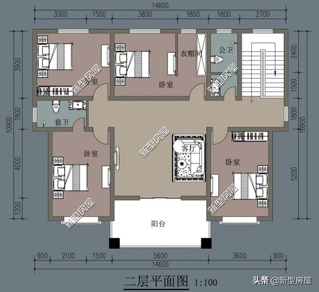 在农村建房，开间14米、进深10米，坐北朝南，能建什么样的别墅？