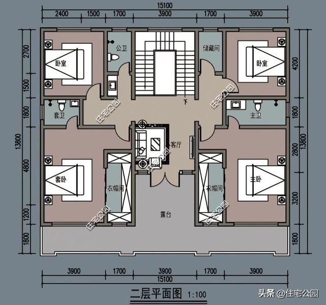 建一栋三开间的农村别墅，要带堂屋，该怎么设计？